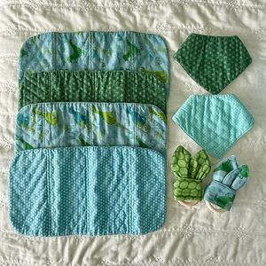 Brand new! Handmade Baby Boy Gift Set - Matching burp cloths, bibs, & teethers